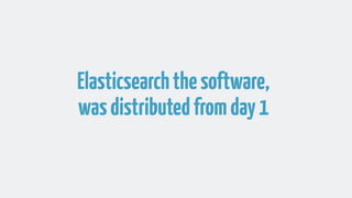 Elasticsearchthesoftware,
wasdistributedfromday1
 