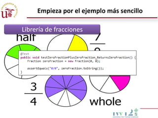 Empieza por el ejemplo más sencillo
Librería de fracciones

 