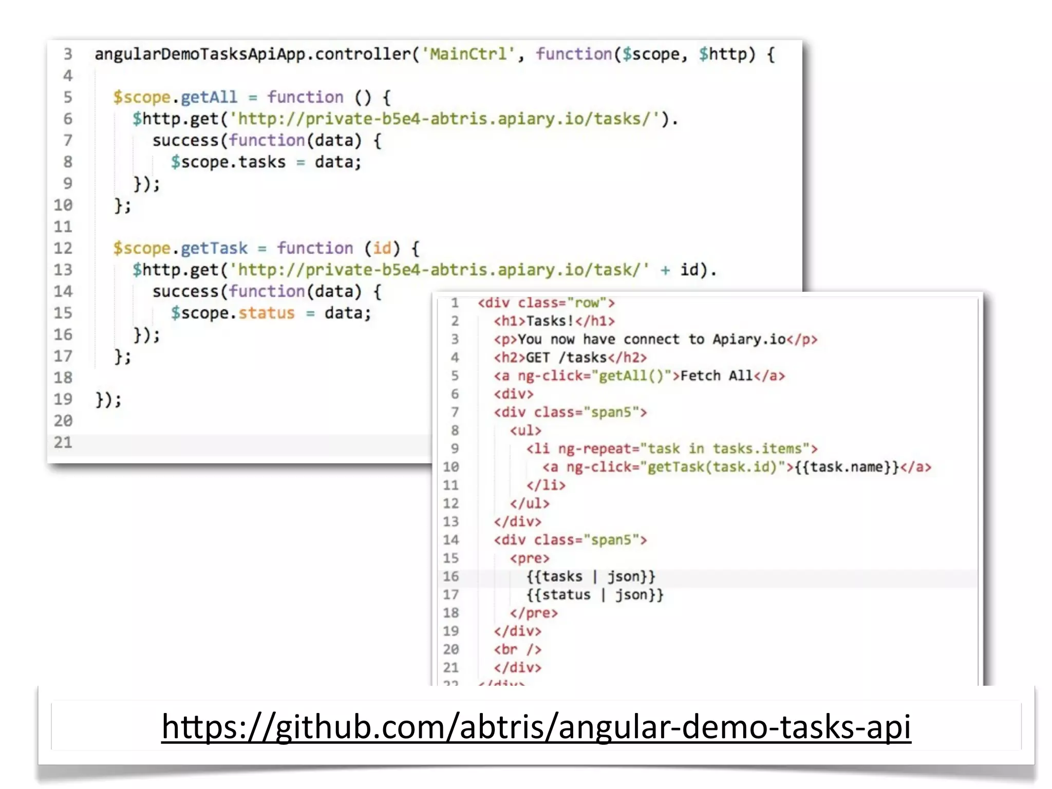 hTps://github.com/abtris/angular-­‐demo-­‐tasks-­‐api
 