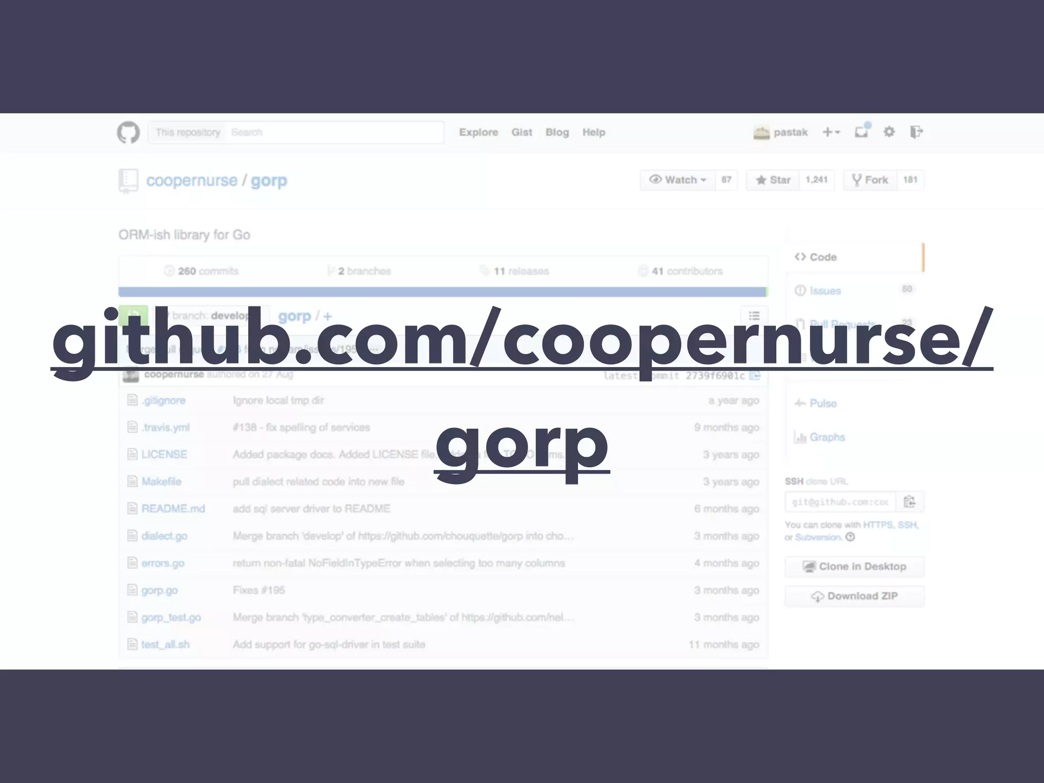 github.com/coopernurse/ 
gorp 
 