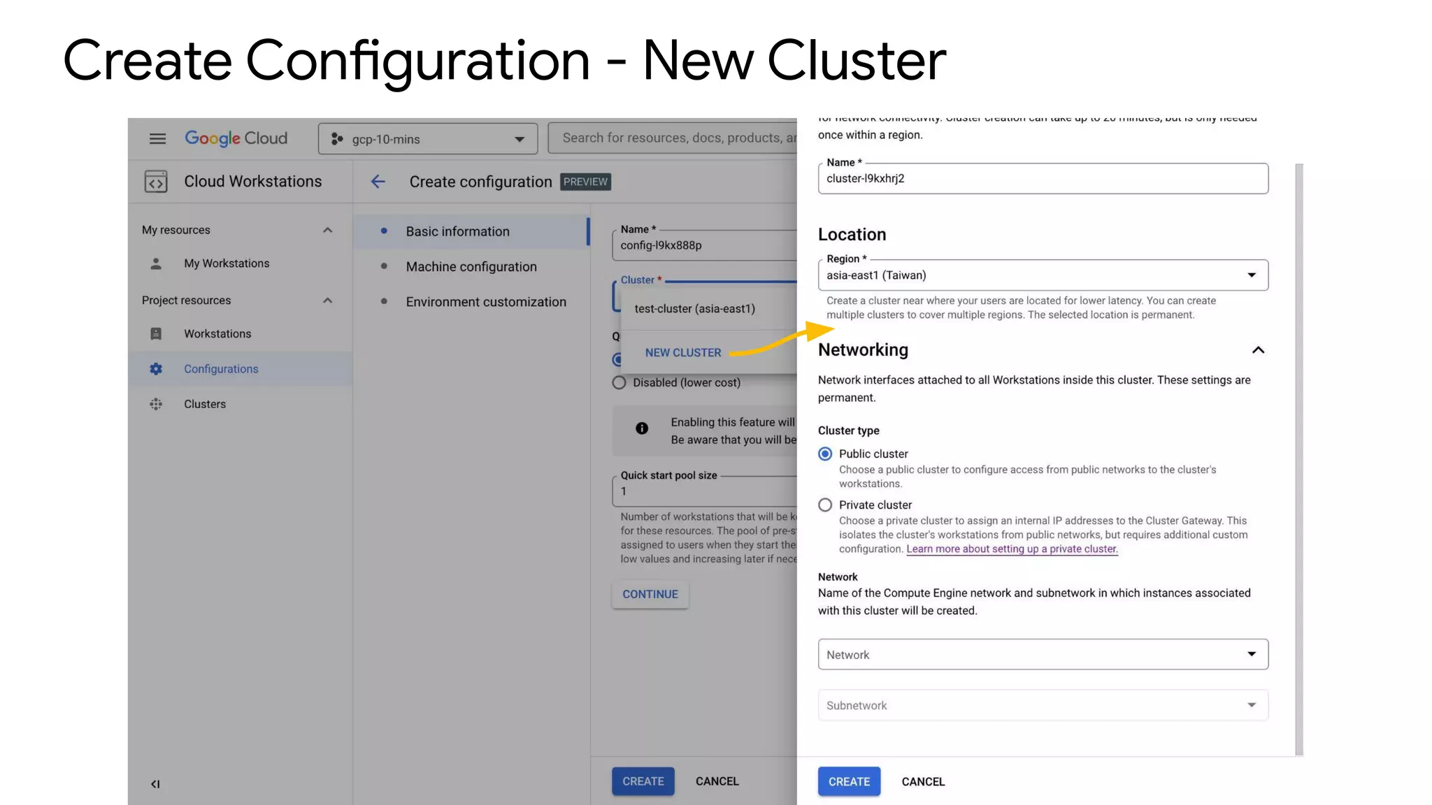 Create Configuration - New Cluster
 