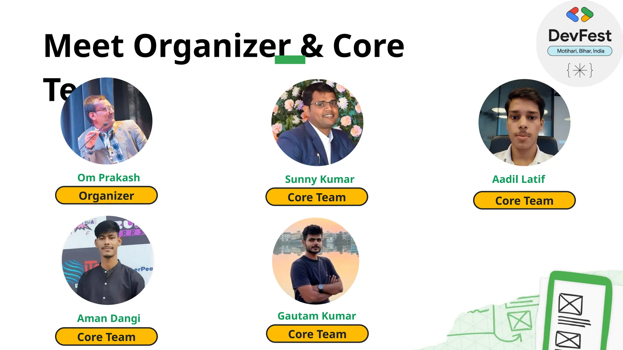 Meet Organizer & Core
Team
Aadil Latif
Sunny Kumar
Aman Dangi Gautam Kumar
Om Prakash
Organizer Core Team Core Team
Core Team
Core Team
 