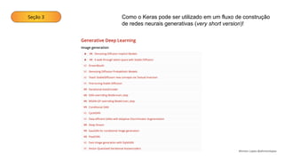 Seção 3 Como o Keras pode ser utilizado em um fluxo de construção
de redes neurais generativas (very short version)!
Ahirton Lopes @ahirtonlopes
 