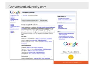 ConversionUniversity.com




                           Your Name Here
 