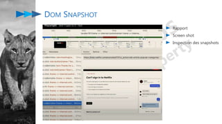 Rapport
Screen shot
Inspection des snapshots
DOM SNAPSHOT
 