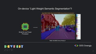 On-device “Light Weight Semantic Segmentation”!!
Small & Low Power
Processor
영상은 사실 엄청난 Cherry Picking !!!
360p 화질의 영상을 30fps로 실시간 처리하는 Neural Network Acceleration!
29
 