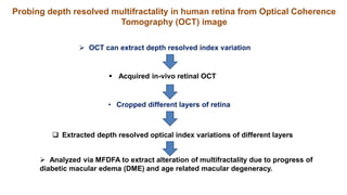 Probing depth resolved multifractality in human retina from Optical Coherence
Tomography (OCT) image
 OCT can extract dep...