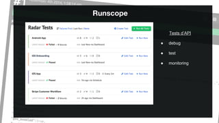 © Restlet 2014
Runscope
Tests d’API
● debug
● test
● monitoring
 
