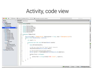Activity, code view
 
