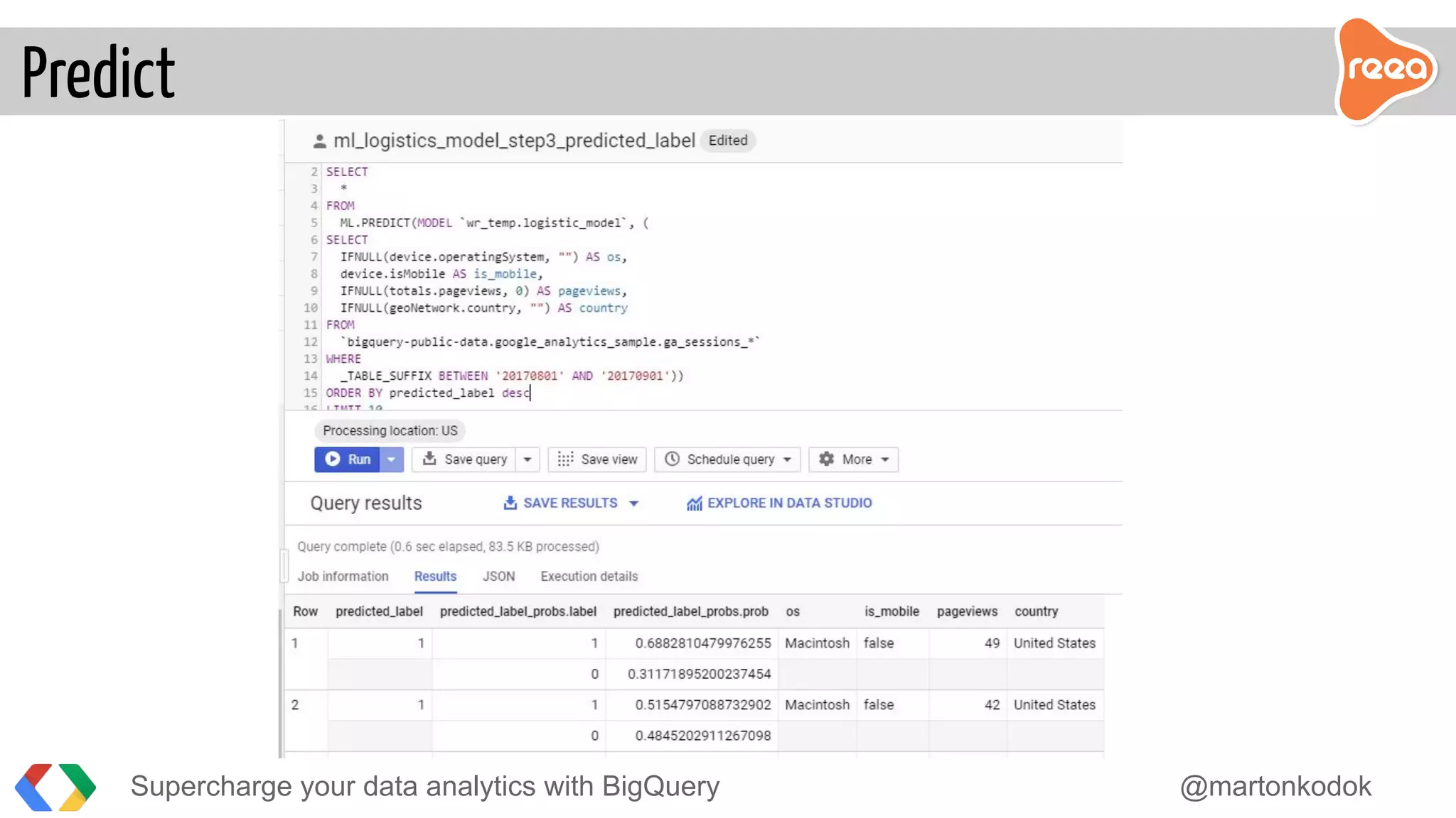 Predict
Supercharge your data analytics with BigQuery @martonkodok
 