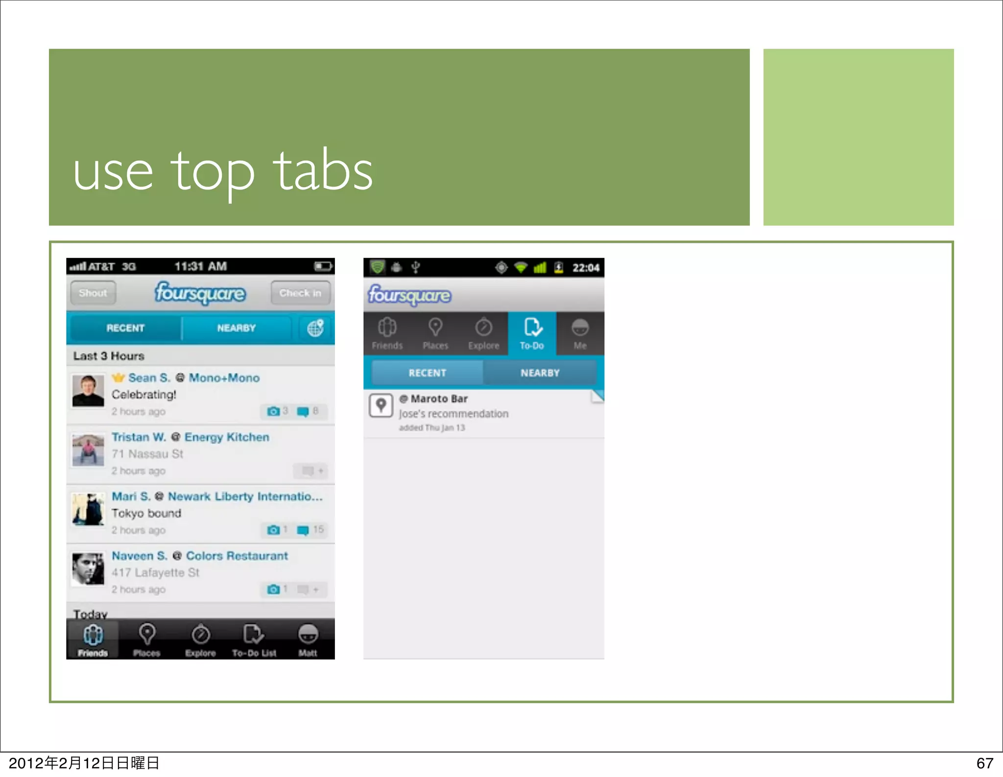 use top tabs




2012   2   12             67
 