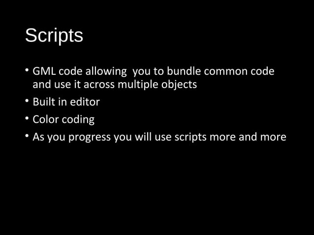 Gamemaker - A brief intro to gml and scripting | PPT