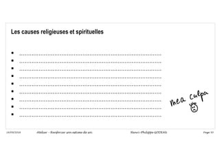 Page 50
14/09/2018
Les causes religieuses et spirituelles
 ………………………………………………………………………
 ………………………………………………………………………
 ………………………………………………………………………
 ………………………………………………………………………
 ………………………………………………………………………
 ………………………………………………………………………
 ………………………………………………………………………
 ………………………………………………………………………
 ………………………………………………………………………
Atelier – Renforcer son estime de soi Henri-Philippe GODEAU
 
