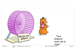 Tout
d’abord
sortir de la
cage !
Ateli er – Ren forcer son esti me d e
soi
Hen ri -Phi li ppe GODEAU
14/09/2018 Page 98
 