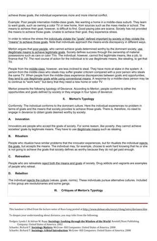 Deviance handout