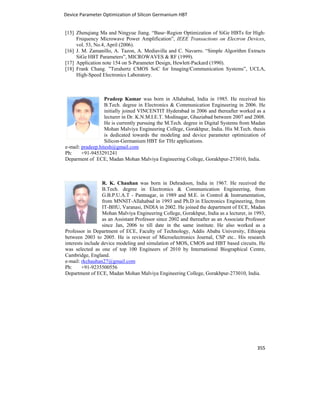 Device parameter optimization of Silicon Germanium HBT for THz ...