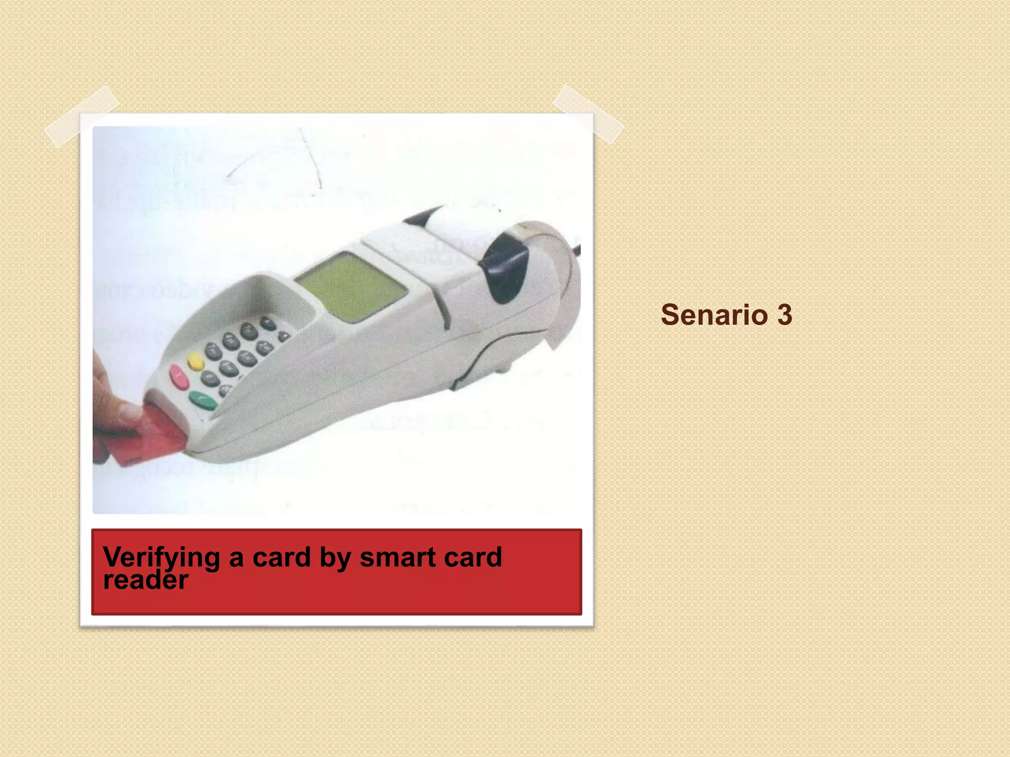 Senario 3 
Verifying a card by smart card 
reader 
 