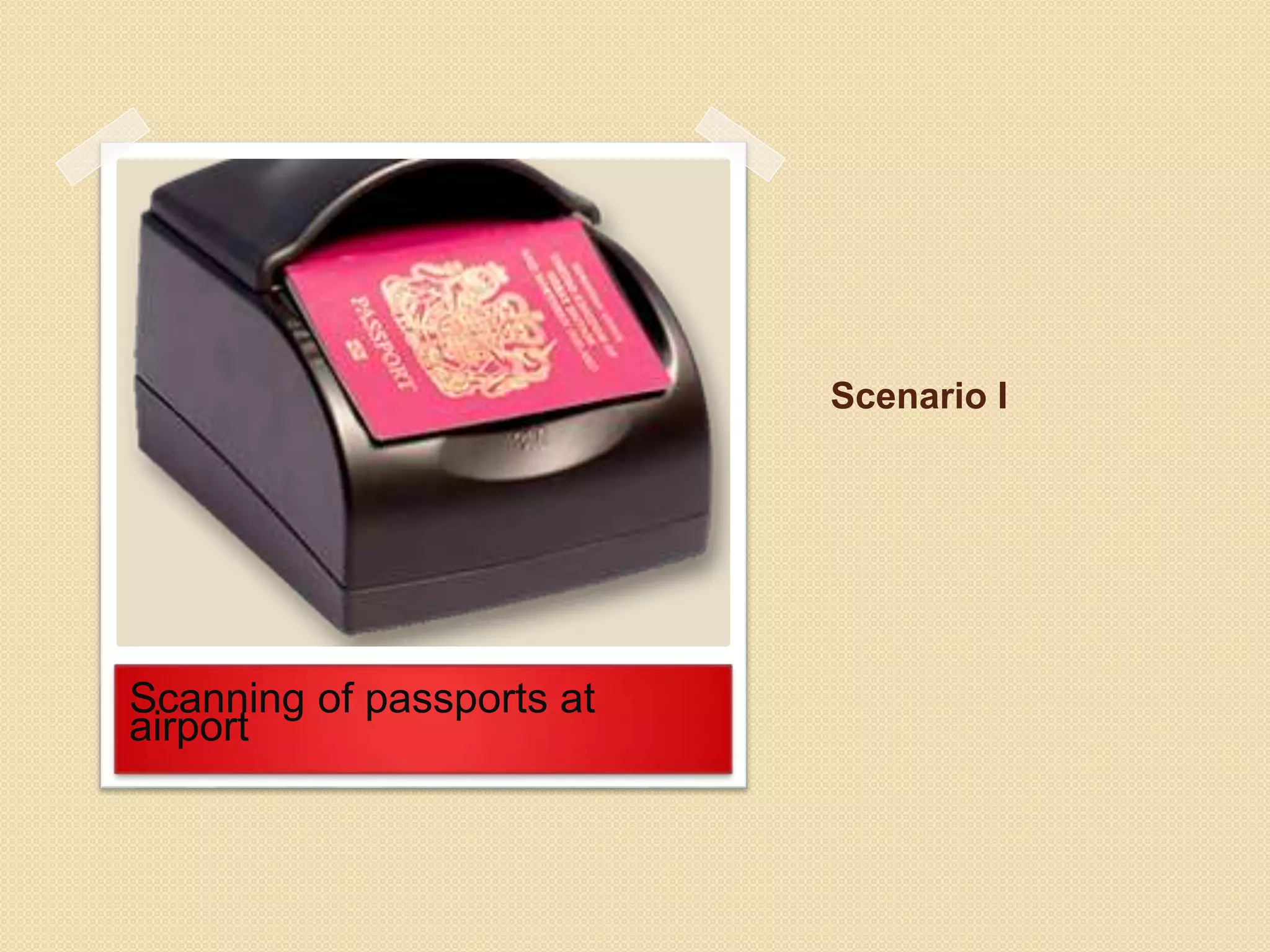 Scenario I 
Scanning of passports at 
airport 
 