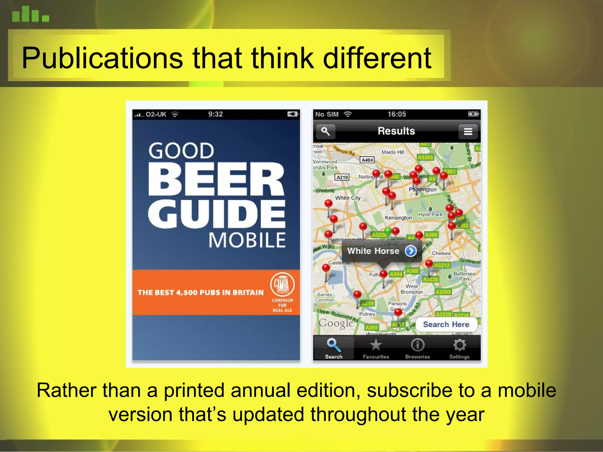 Publications that think different Rather than a printed annual edition, subscribe to a mobile version that’s updated throughout the year 