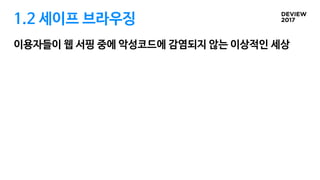 1.2 세이프 브라우징
이용자들이 웹 서핑 중에 악성코드에 감염되지 않는 이상적인 세상
 