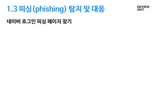 1.3 피싱(phishing) 탐지 및 대응
네이버 로그인 피싱 페이지 찾기
 