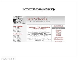www.w3schools.com/asp




Sunday, November 6, 2011
 
