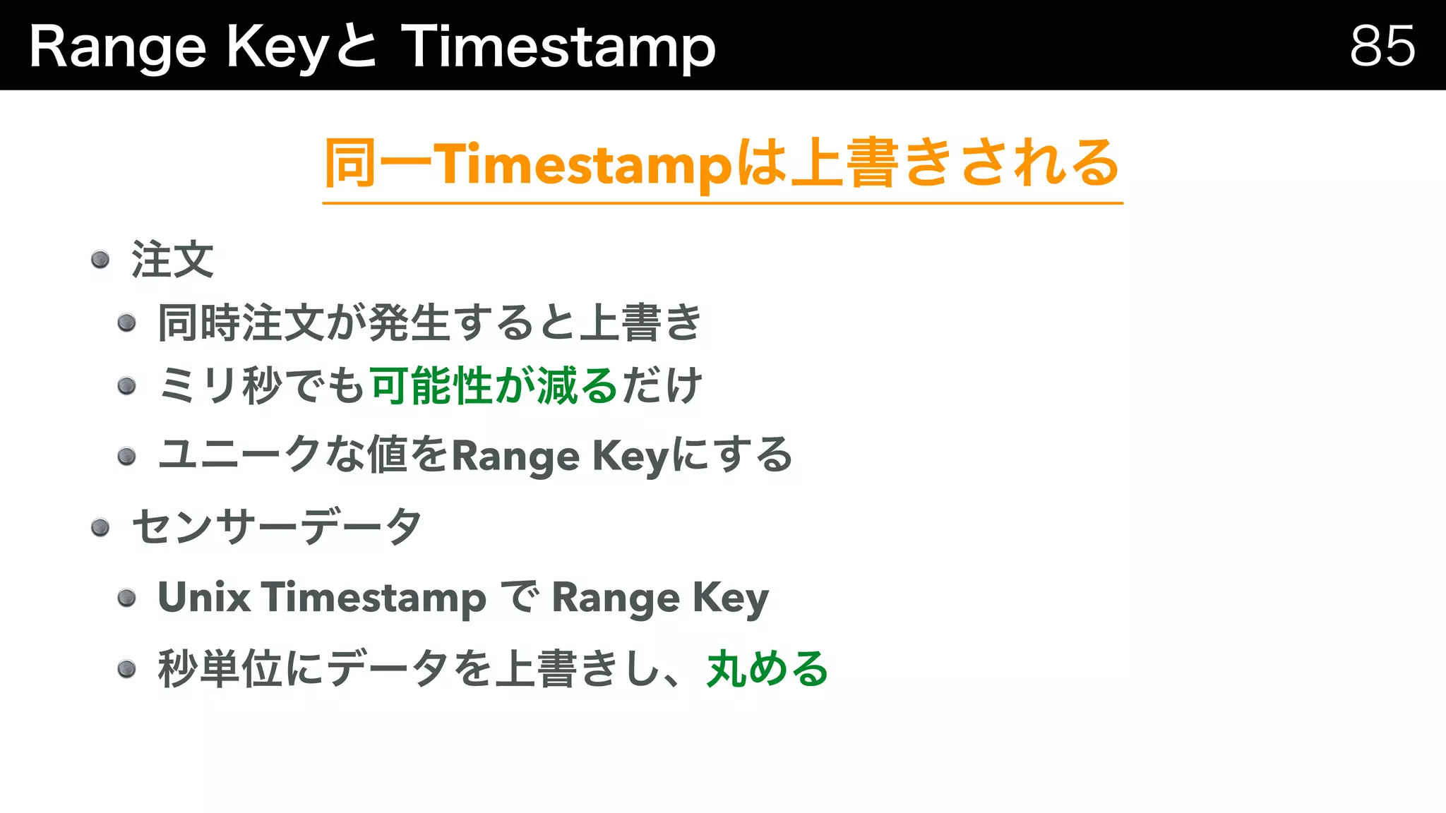 Timestamp
Range Key
Unix Timestamp Range Key
 