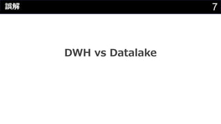 7
DWH vs Datalake
誤解
 
