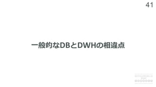 41
⼀般的なDBとDWHの相違点
 