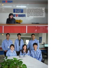 1
2
172 TELE-audiovision International — The World‘s Largest Digital TV Trade Magazine — 07-08/2013 — www.TELE-audiovision.com
1. Visitors are greeted by this very friendly receptionist.
2. Customers purchasing a DEVISER product will
be served by one of the ambitious members of the
Overseas Sales team. Each of them is in charge of a
specific region. John Wu (upper row, left) is responsible
for the Indian market, Jason Wu (centre) is the team
leader and can be met at many international fairs and
exhibitions. He is in charge of Europe. Aaron Liu (right)
looks after Asian customers, Vicky Han (lower row,
left) after the Americas and Africa and Simon Liu (right)
serves customers in the CIS region as well as in the
countries of Oceania. Sally Chen (centre) makes sure
deliveries to all corners of the globe run smoothly and
reliably.
 