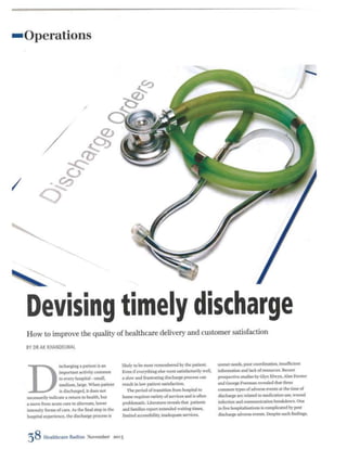 Devising timely & safely discharge