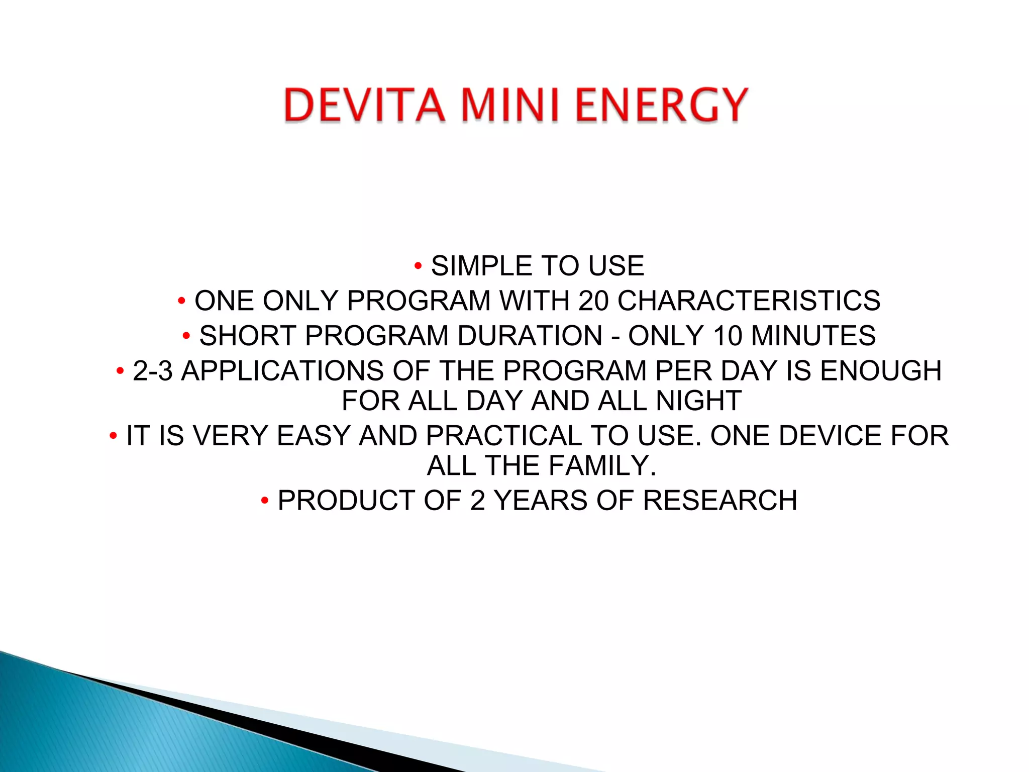 Devita Energy Presentation {} Deta-Elis {} Energy Replenishment