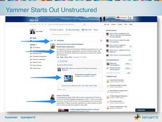 Yammer Starts Out Unstructured!




@yammer !#yamjam12!
 
