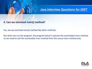 Top 20 basic java interview questions for SDET | PPT