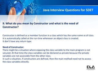 Dev labs alliance top 20 basic java interview questions for sdet | PPTX