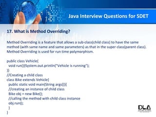 Dev labs alliance top 20 basic java interview questions for sdet | PPT