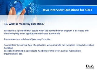 Dev labs alliance top 20 basic java interview questions for sdet | PPTX