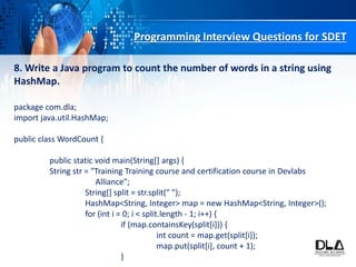Top 20 java programming interview questions for sdet | PPTX
