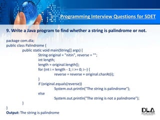 Top 20 java programming interview questions for sdet | PPT