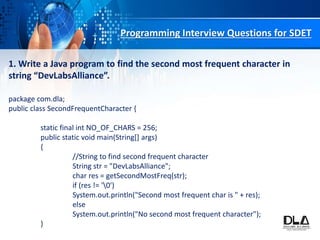 Top 20 java programming interview questions for sdet | PPT