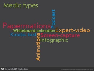 Media types

@epictalkUSA @rahaddon

For all the latest news, insight and resources follow us on twitter

 