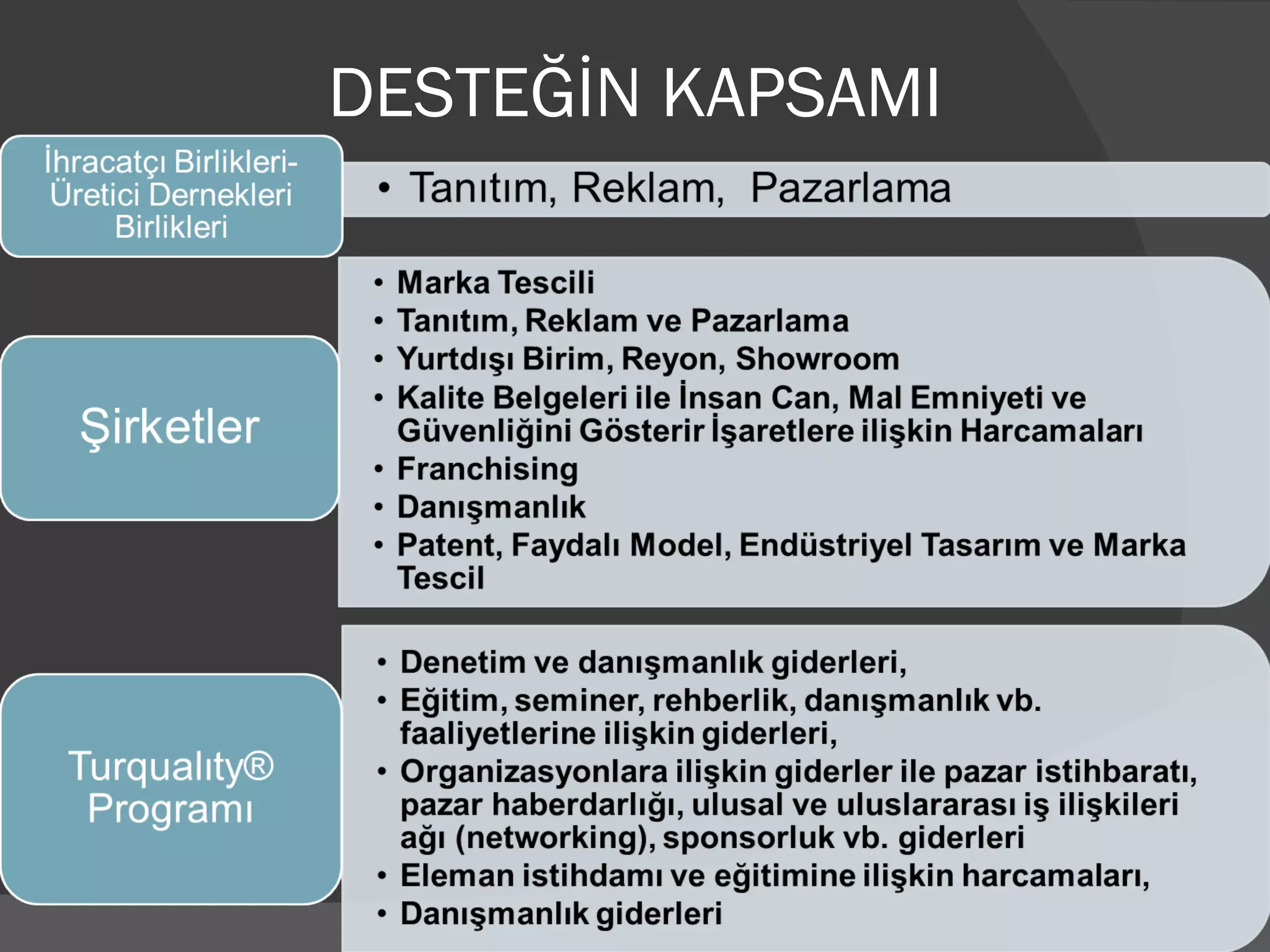DESTEĞİN KAPSAMI 