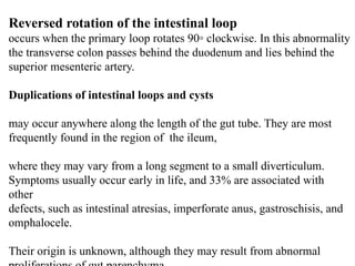 Reverse Rotation Intestine development of Gastro-intestinal system. pptx | PPTX