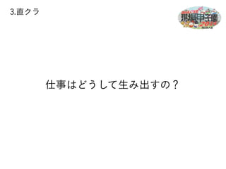 3.直クラ 
仕事はどうして生み出すの？ 
 