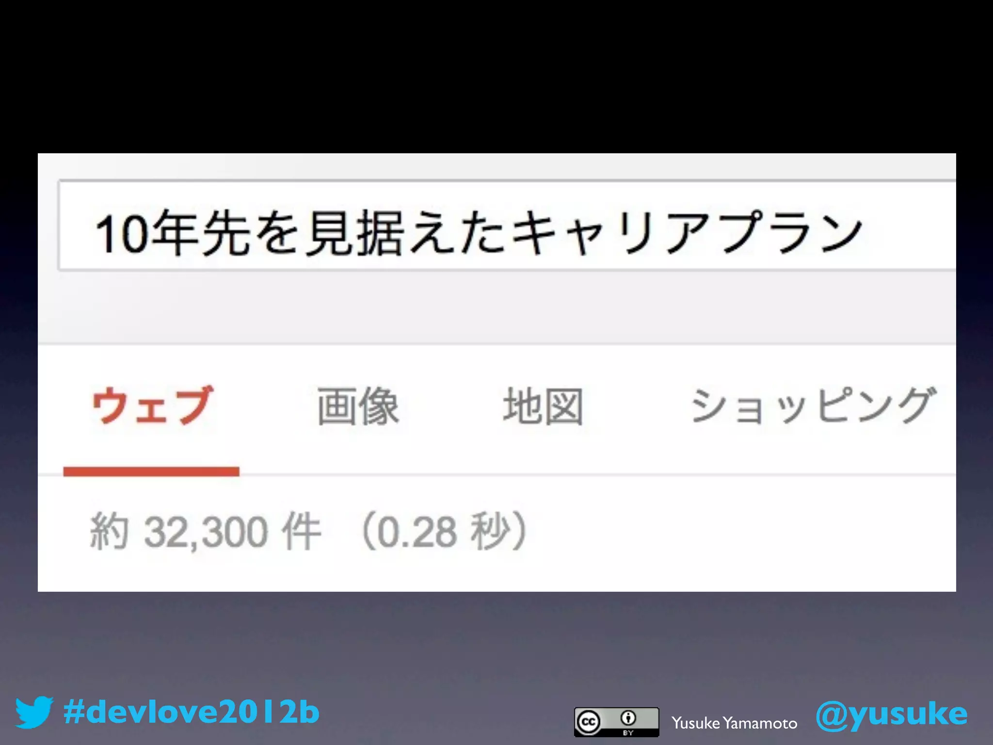 #devlove2012b   Yusuke Yamamoto   @yusuke
 