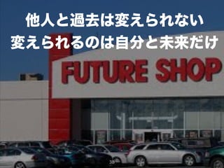 他人と過去は変えられない
変えられるのは自分と未来だけ
38
 