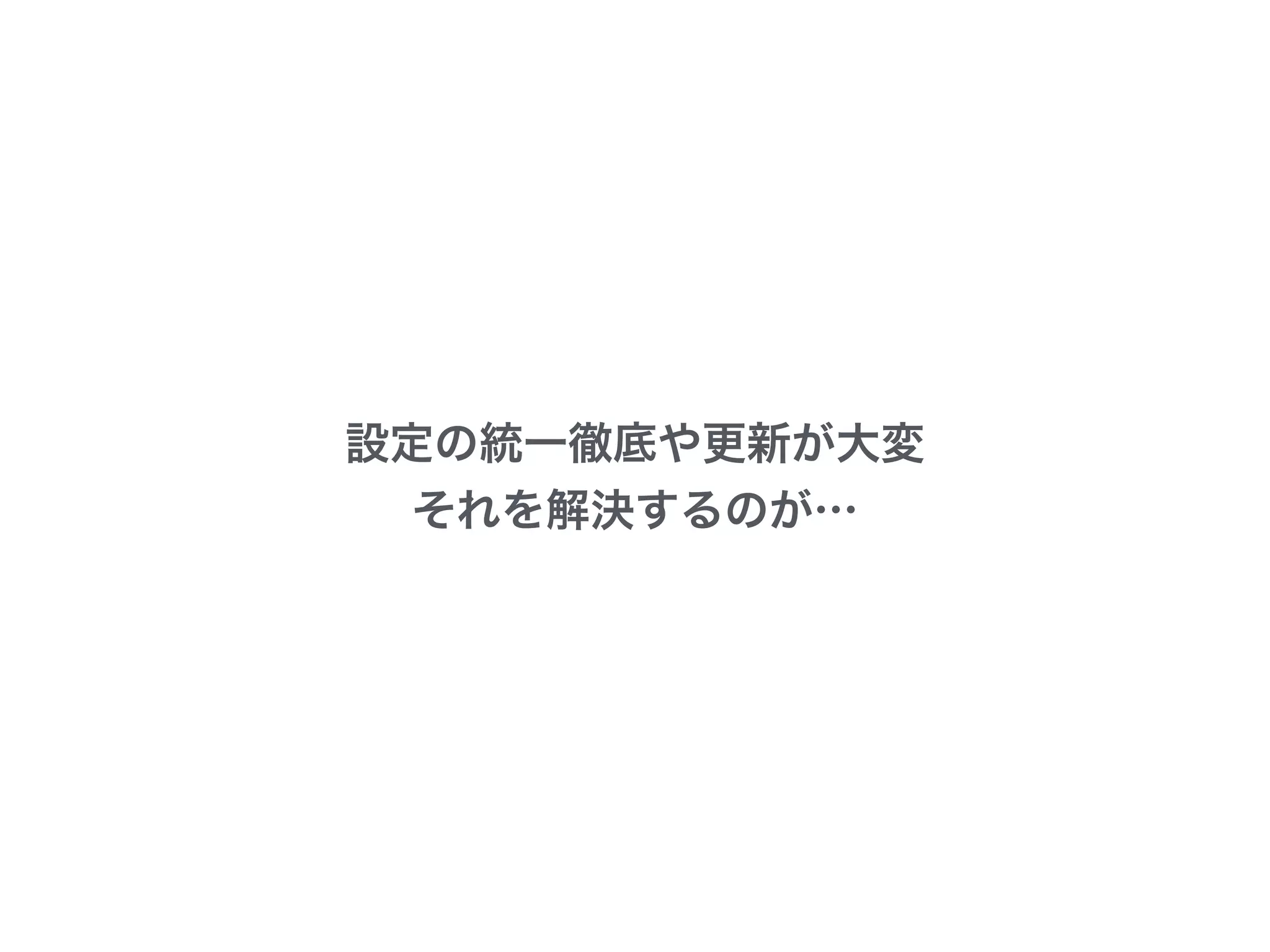 設定の統一徹底や更新が大変
それを解決するのが…
 