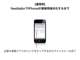 必要な業務アプリのリンクをタップするだけでインストール完了
(運用例)
feedtailorでiPhoneが業務用端末化するまで
 