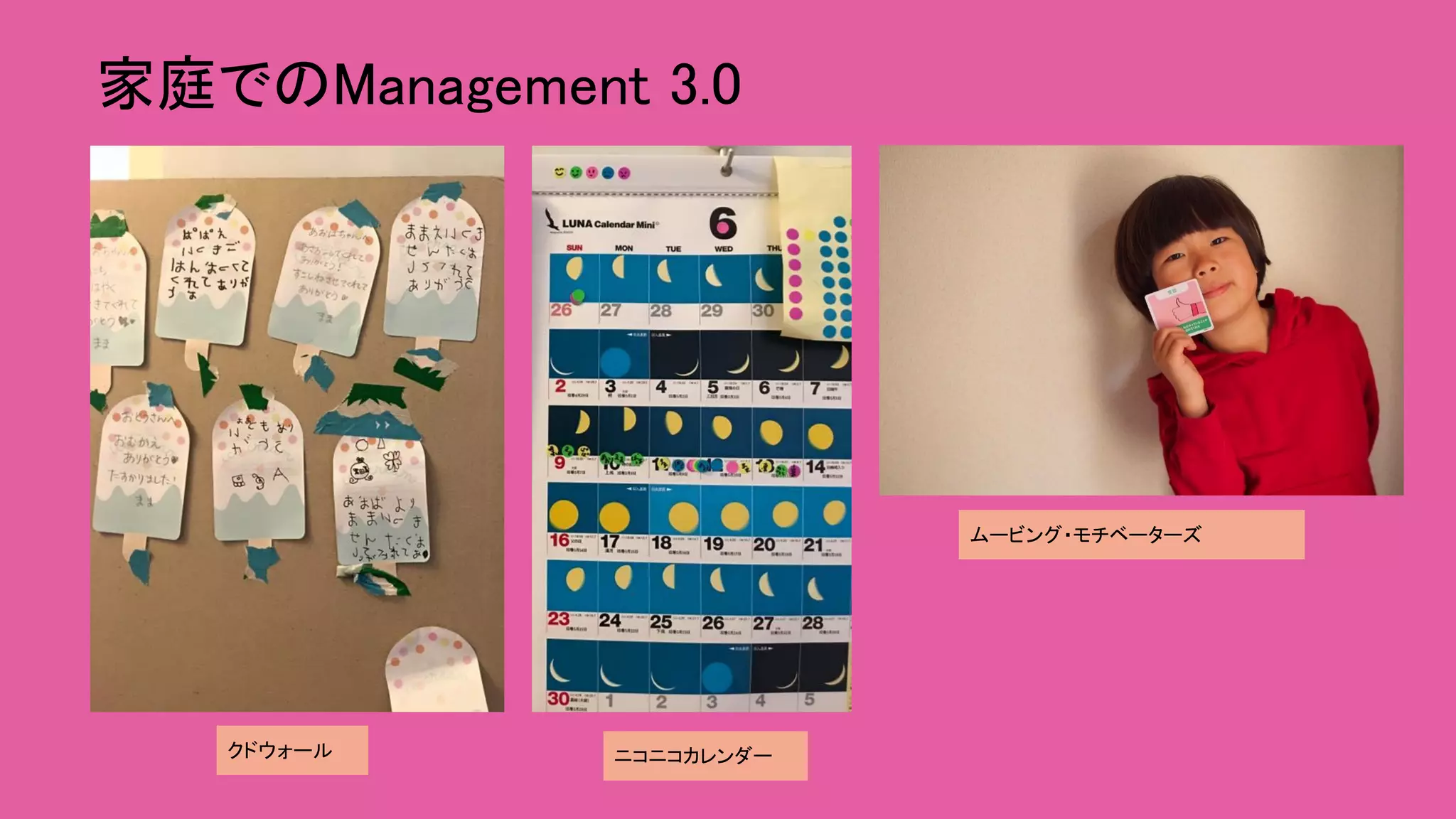家庭でのManagement 3.0 
ムービング・モチベーターズ
クドウォール ニコニコカレンダー
 