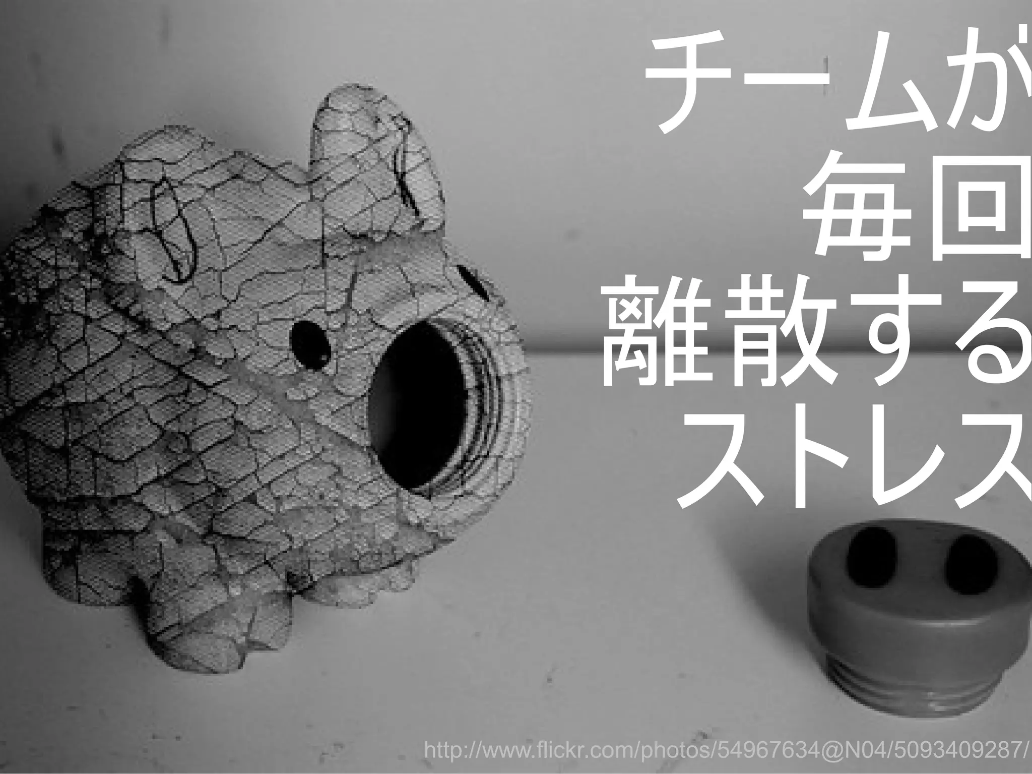 チームが
毎回
離散する
ストレス
http://www.flickr.com/photos/54967634@N04/5093409287/
Copyright @yohhatu

 